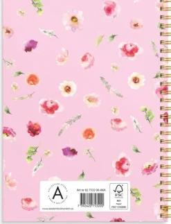 Anteckningsbok A5 linjerad Elin blomma rosa