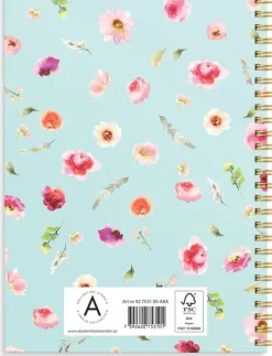 Anteckningsbok A5 linjerad Elin blomma mint