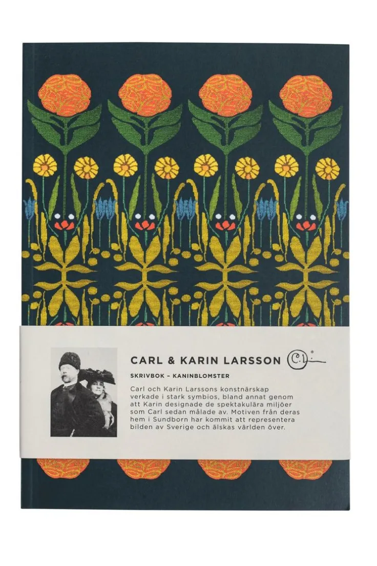 Anteckningsbok A5 mjukband - Carl och Karin Larsson : Kaninblomster