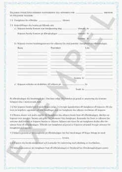 Blankett Köpekontrakt Fastighet/Tomträtt