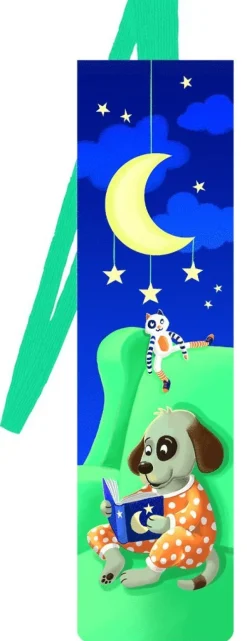 Bokmärke med band - Läggdags hund