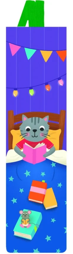 Bokmärke med band - Läggdags katt