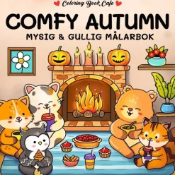 Comfy Autumn. Mysig och gullig Cozy Coloring målarbok från Coloring Book Cafe