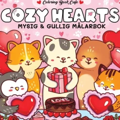 Cozy Hearts. Mysig och gullig Cozy Coloring målarbok från Coloring Book Cafe