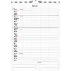 Familjekalender 2026 A4 4 kolumner