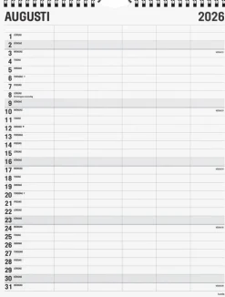 Familjekalender 2026 Black and white 5 kolumner