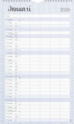 Familjekalender 2026 Pastell stickers