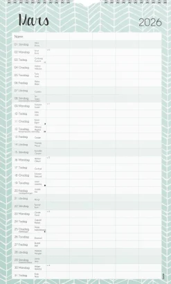 Familjekalender 2026 Pastell stickers