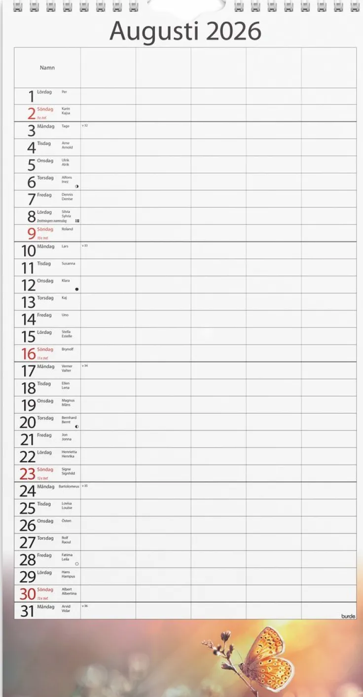 Familjekalender 2026 Årstider