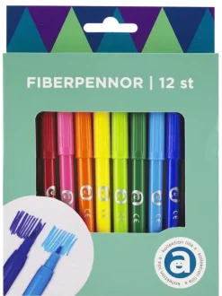 Fiberspetspenna 12 färger