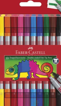 Fiberspetspenna dubbelspets 10 färger