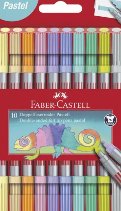 Fiberspetspenna dubbelspets Kameleont 10 pastellfärger