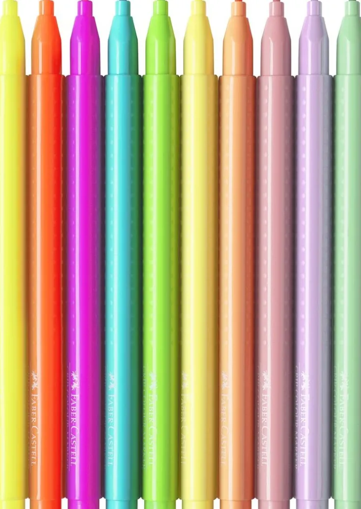 Fiberspetspenna Grip 10 färger neon/pastell