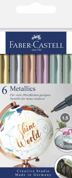 Fiberspetspenna Metallics 6-pack