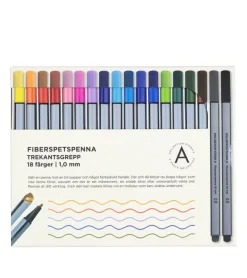 Fiberspetspenna 1,0mm 18 färger