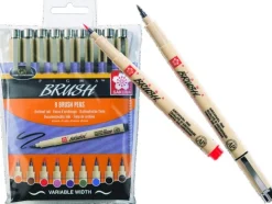 Fiberspetspenna Pigma Brush 9 färger