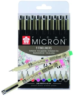 Fiberspetspenna Pigma Micron 05 9 färger