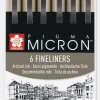 Fiberspetspenna Pigma Micron 6-pack svart