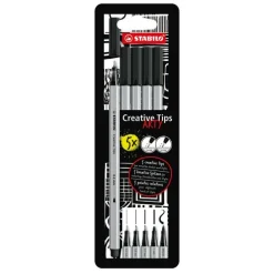 Fiberspetspenna Stabilo Creative Tips Arty 5-pack svart