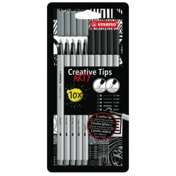 Fiberspetspenna Stabilo Creative Tips Arty 10-pack svart/grå