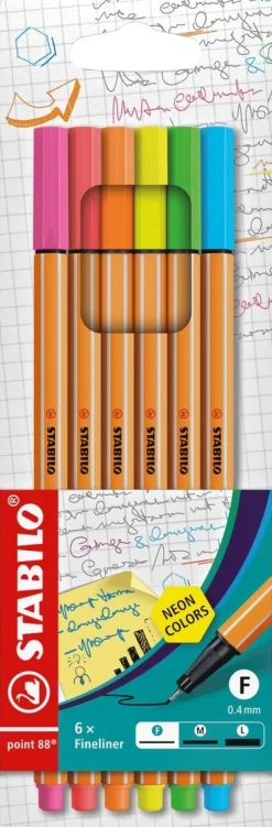 Fiberspetspenna Stabilo Point 88 6 neonfärger