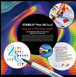 Fiberspetspenna Stabilo Pen68 Brush Arty 12 färger