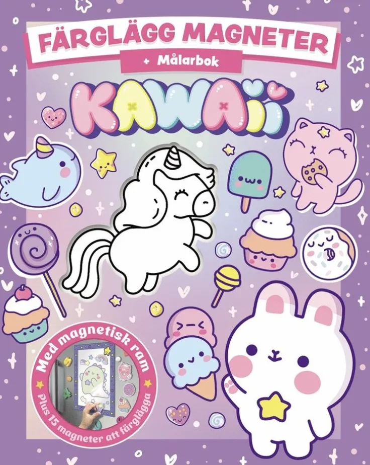 Färglägg magneter Kawaii : Målarbok