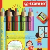 Färgpenna Stabilo Woody 3in1 duo 5-pack