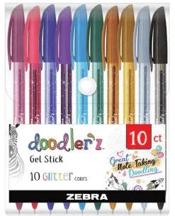 Gelpenna Zebra Doodler'z glitter 10 färger