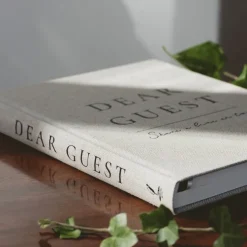 Gästbok linne beige