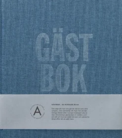 Gästbok 210x240mm textil blågrön