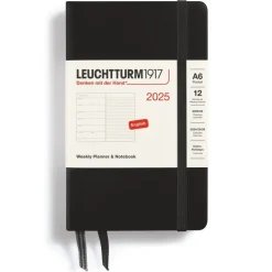 Kalender 2025 A6 Vecka/Sida notes Black