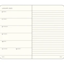 Kalender 2025 A6 Vecka/Sida notes Black