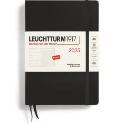 Kalender 2025 A5 Vecka/Sida notes Black