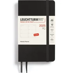 Kalender 2025 A6 Vecka/Uppslag soft Black