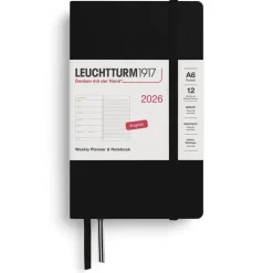 Kalender 2026 A6 Weekly Planner & Notebook Black