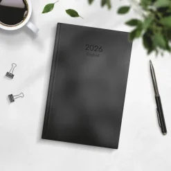 Kalender 2026 Dagbok svart konstläder