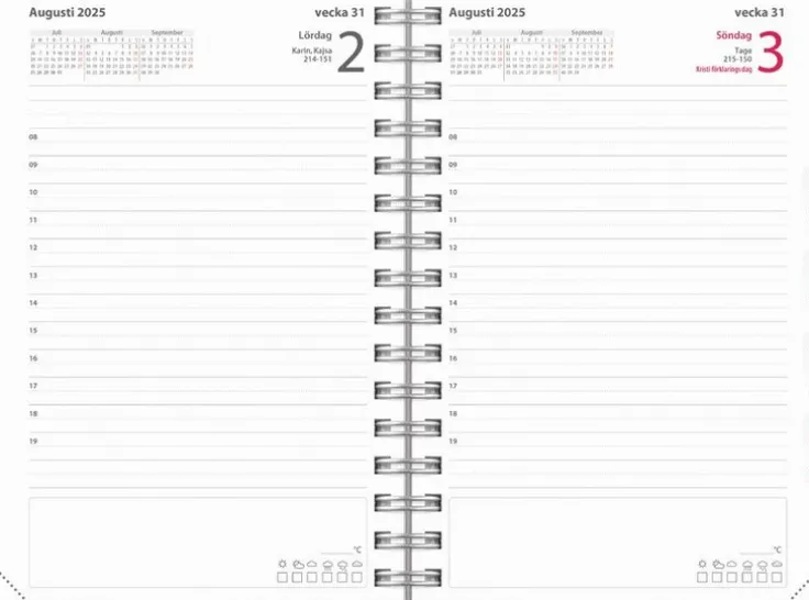 Kalender 2025-2026 Dagbok Textile rosa