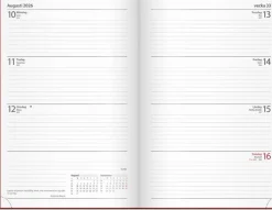 Kalender 2026 Dagbokskalender rött konstläder
