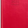 Kalender 2025 Fickagenda rött konstläder