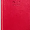 Kalender 2026 Fickagenda rött konstläder