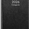 Kalender 2026 Fickagenda svart konstläder