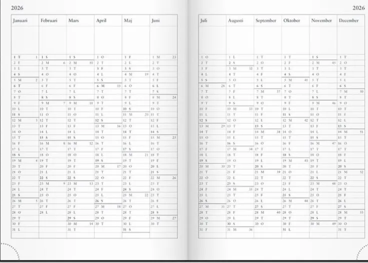 Kalender 2026 Företagarkalendern svart konstläder