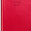 Kalender 2026 Leader rött konstläder