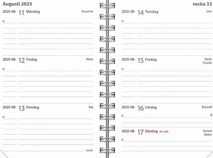 Kalender 2025 Leader Textile svart