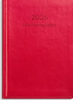 Kalender 2026 Lilla Fickdagboken rött konstläder