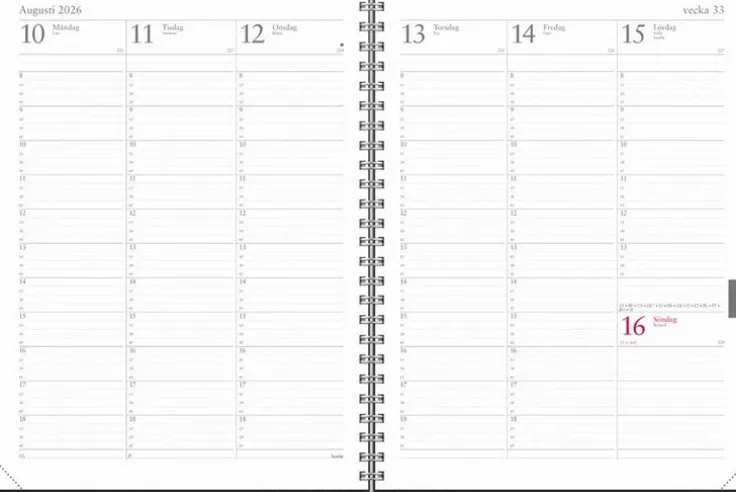 Kalender 2026 Veckojournal refill