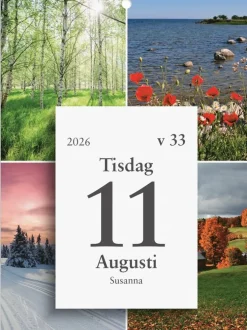 Kalender 2026 Väggplån med dagblock Årstiderna