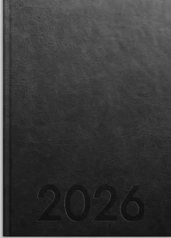 Kalender 2026 Weekly A5 svart konstläder