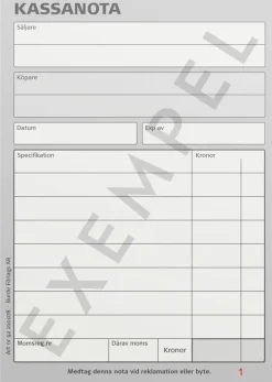 Kassanota A6, numrerad, 2 x 50 blad